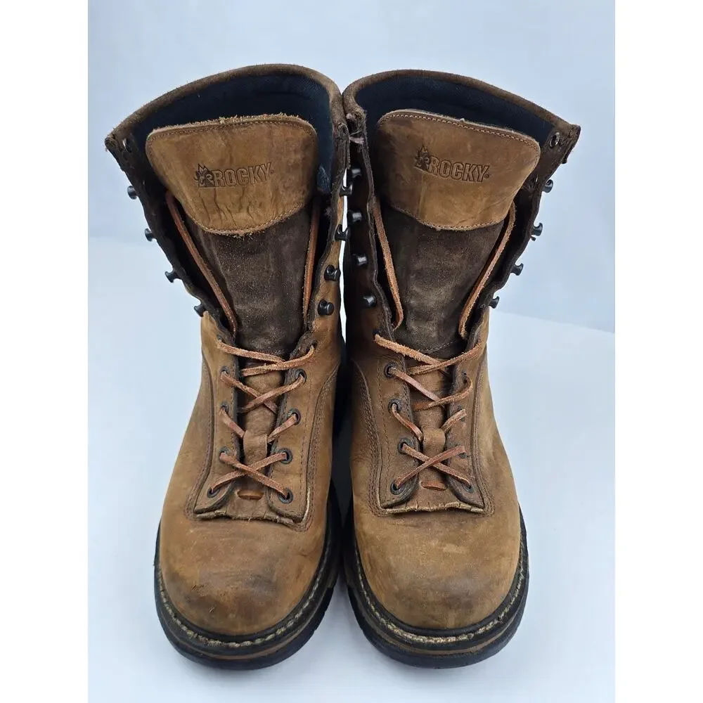 Rocky Iron Clad Work Boots Men Size 11 D Brown Leather Lace up Soft Toe 5698